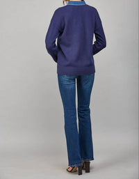 Fate - DENIM SHIRT COLLAR DETAIL SWEATER TOP