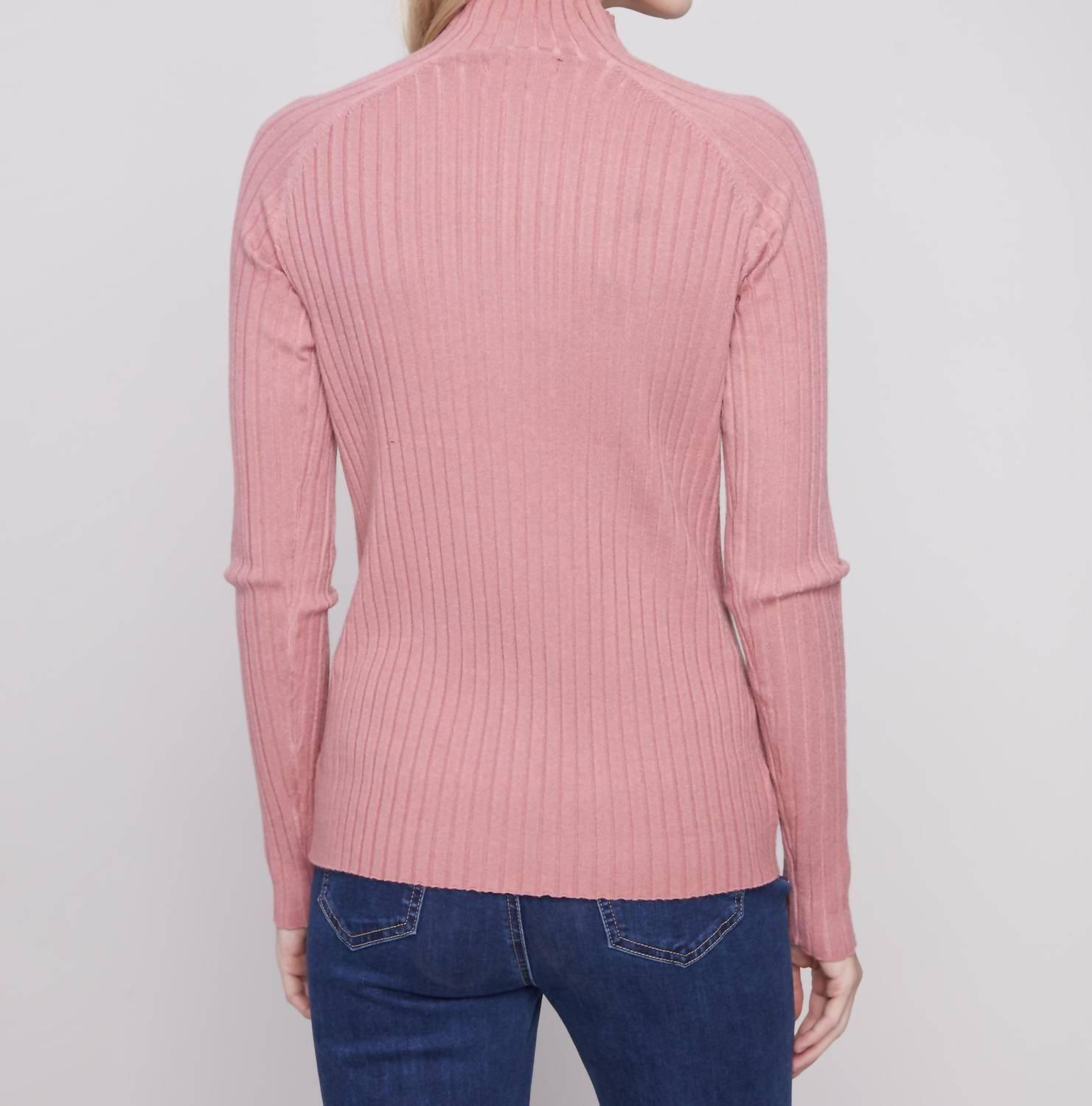 Charlie B - Ribbed Knit Mock Neck Sweater