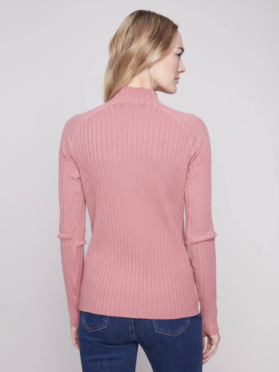 Charlie B - Ribbed Knit Mock Neck Sweater