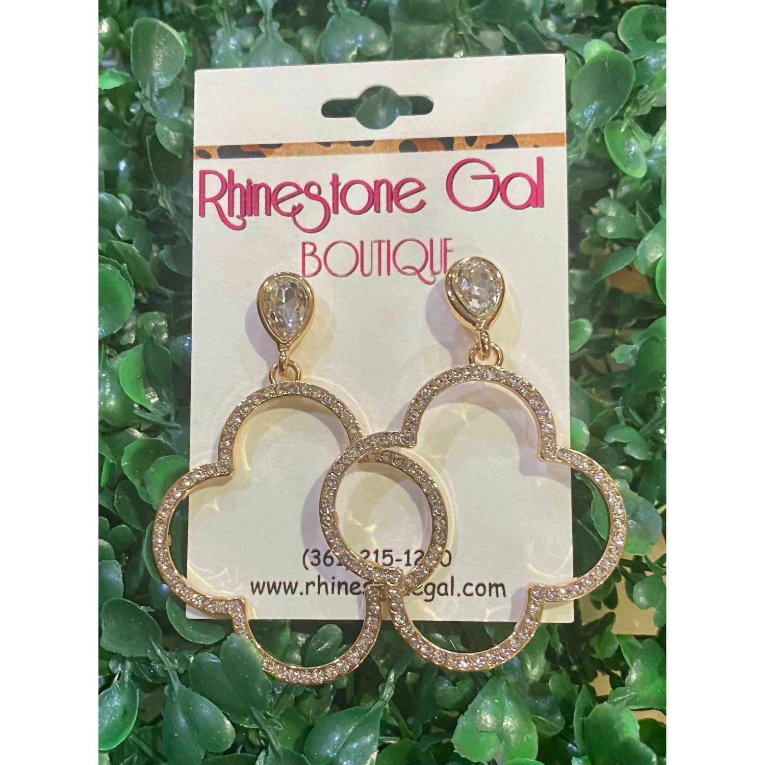 Sophia Collection Women's Jeweled Quatrefoil Dangle Earrings in gold - women's jewelry