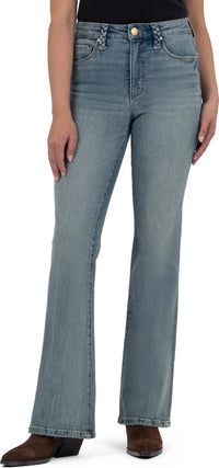KUT FROM THE KLOTH Ana High Rise Braided Belt Loop Flare Jeans in confidence - women's jeans