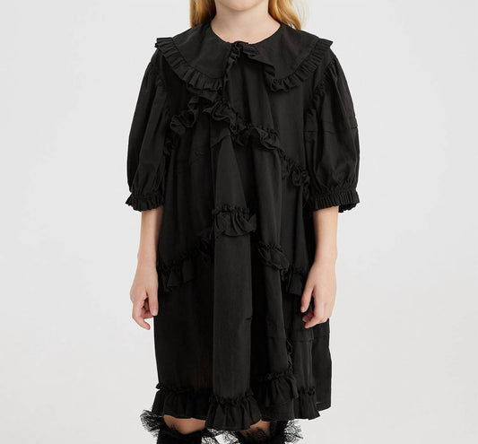 Kids Asymmetric Ruffle Collared Dress