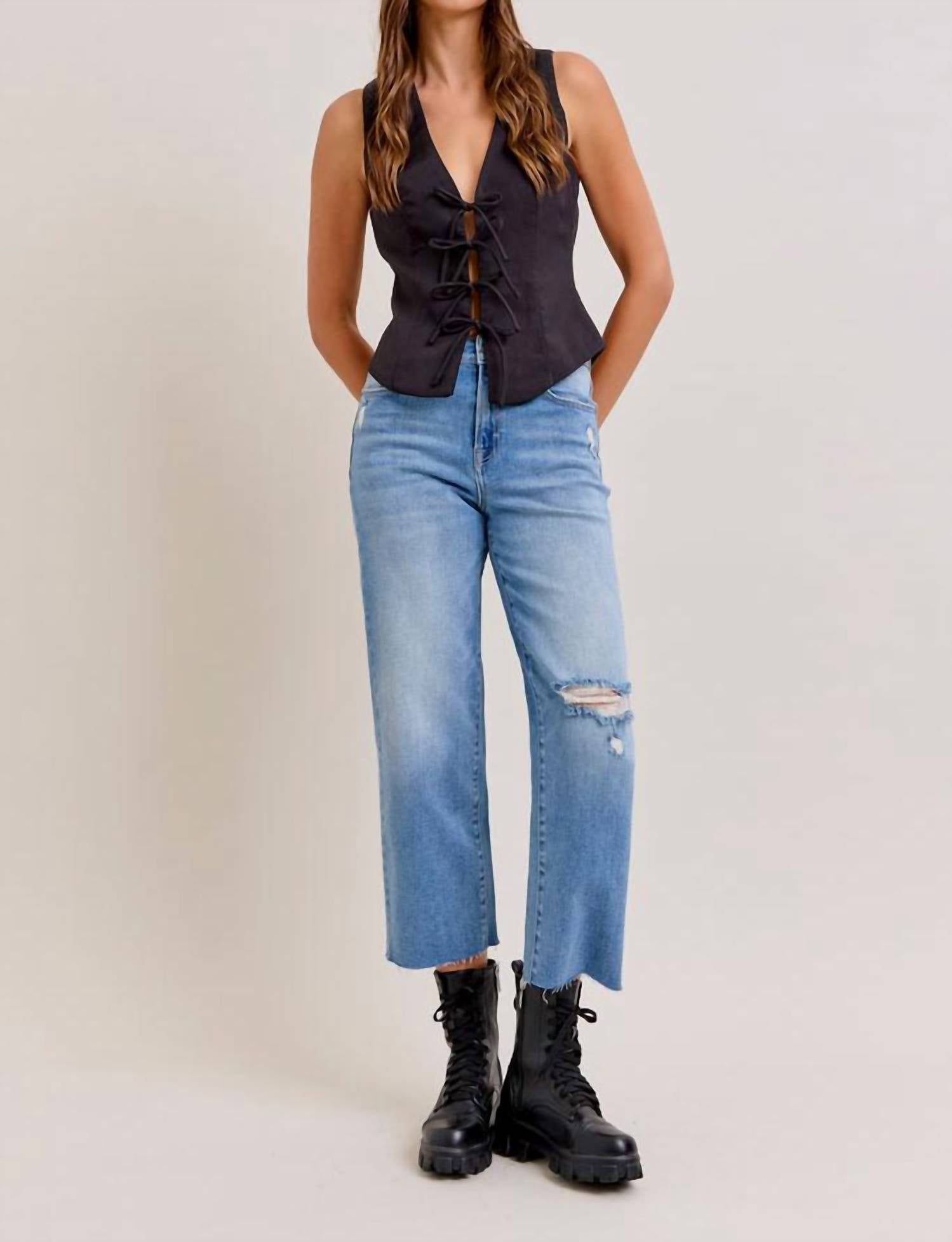Hidden - Ella Cropped Wide Straight Jeans
