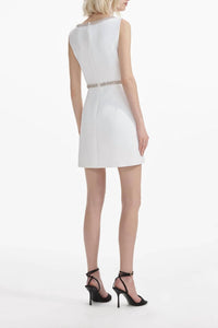 Self-Portrait - Diamante Bow Trim Mini Dress
