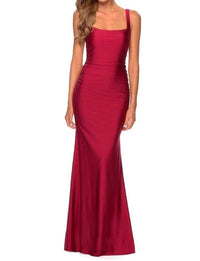 La Femme - Sleeveless Square Neckline Maxi Dress
