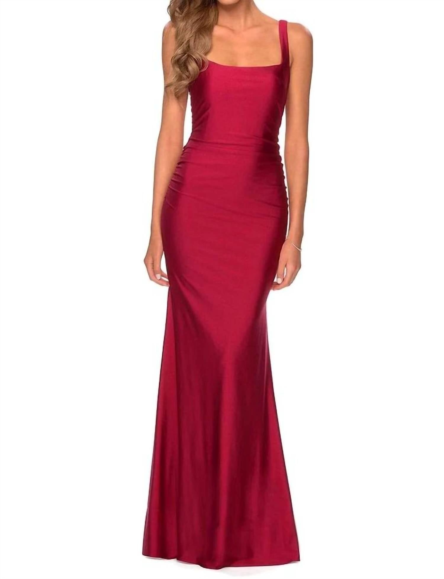 La Femme - Sleeveless Square Neckline Maxi Dress