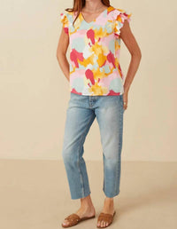 Hayden La - Jolene Abstract Ruffle Tank Top