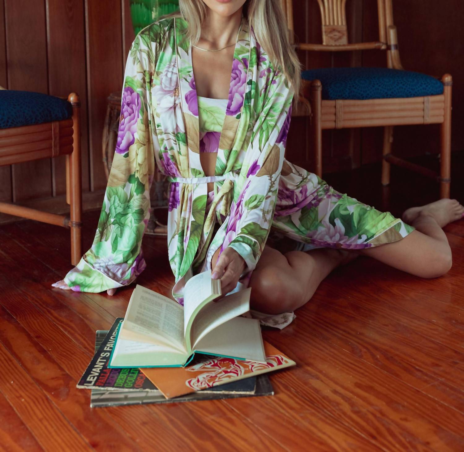 Kilo Brava Maxi Robe With Pockets in spring garden - women's intimate - alternate view