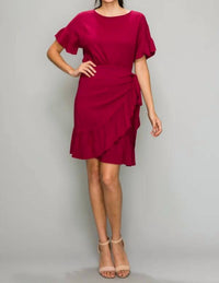 Glam - Sarah Ruffle Hem Mini Wrap Dress