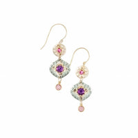Holly Yashi Women's Eternelle Flowers Drop Earrings in purple pink pale green gold - women's jewelry