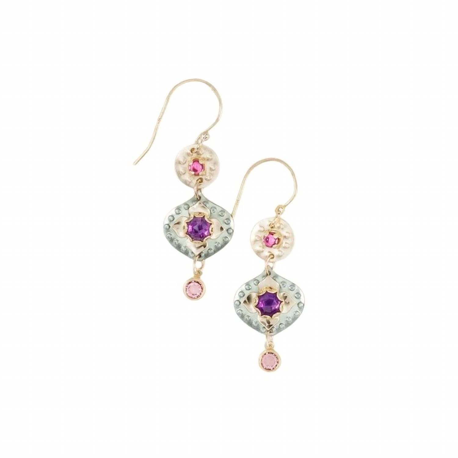 Holly Yashi Women's Eternelle Flowers Drop Earrings in purple pink pale green gold - women's jewelry
