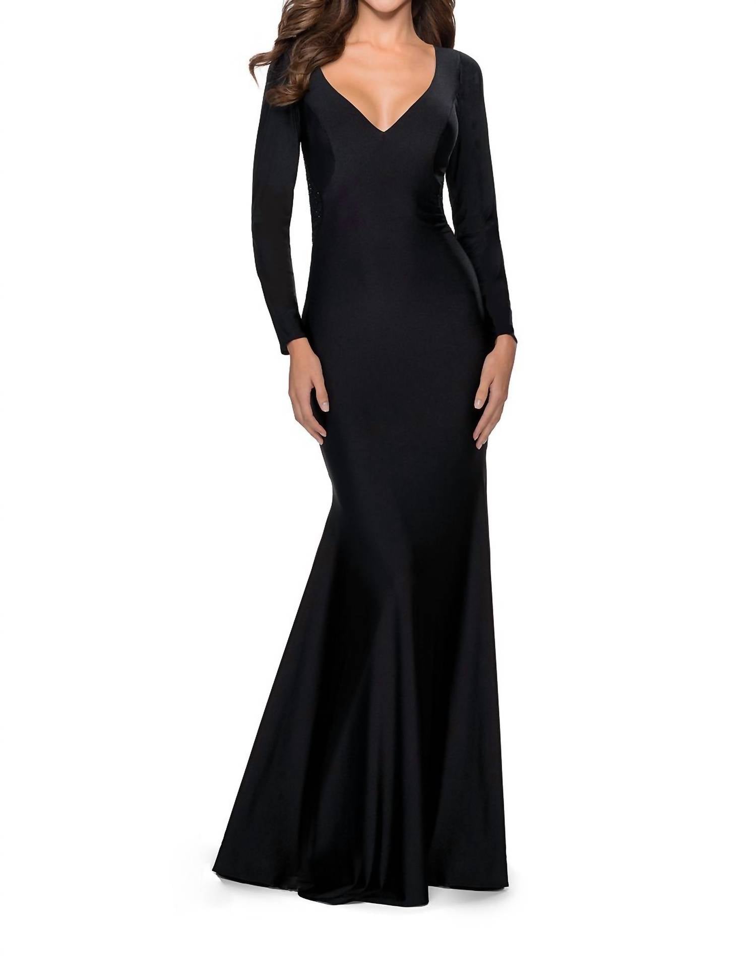 La Femme - Long Sleeve Evening Gown