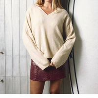 Colorush Aloha Palm V-neck Sweater in oat palm - women's sweater
