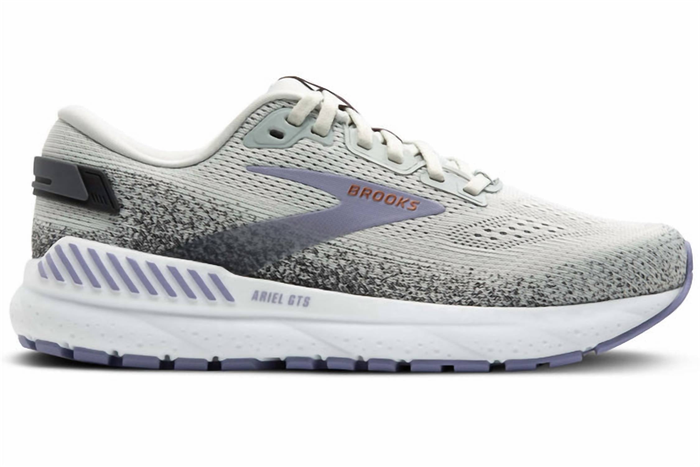 BROOKS Women's Ariel Gts 24 Shoe in mercury ebony sweet lavender - women's shoe - detail view