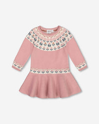 Deux Par Deux - Girl's Knit Dress With Flowers