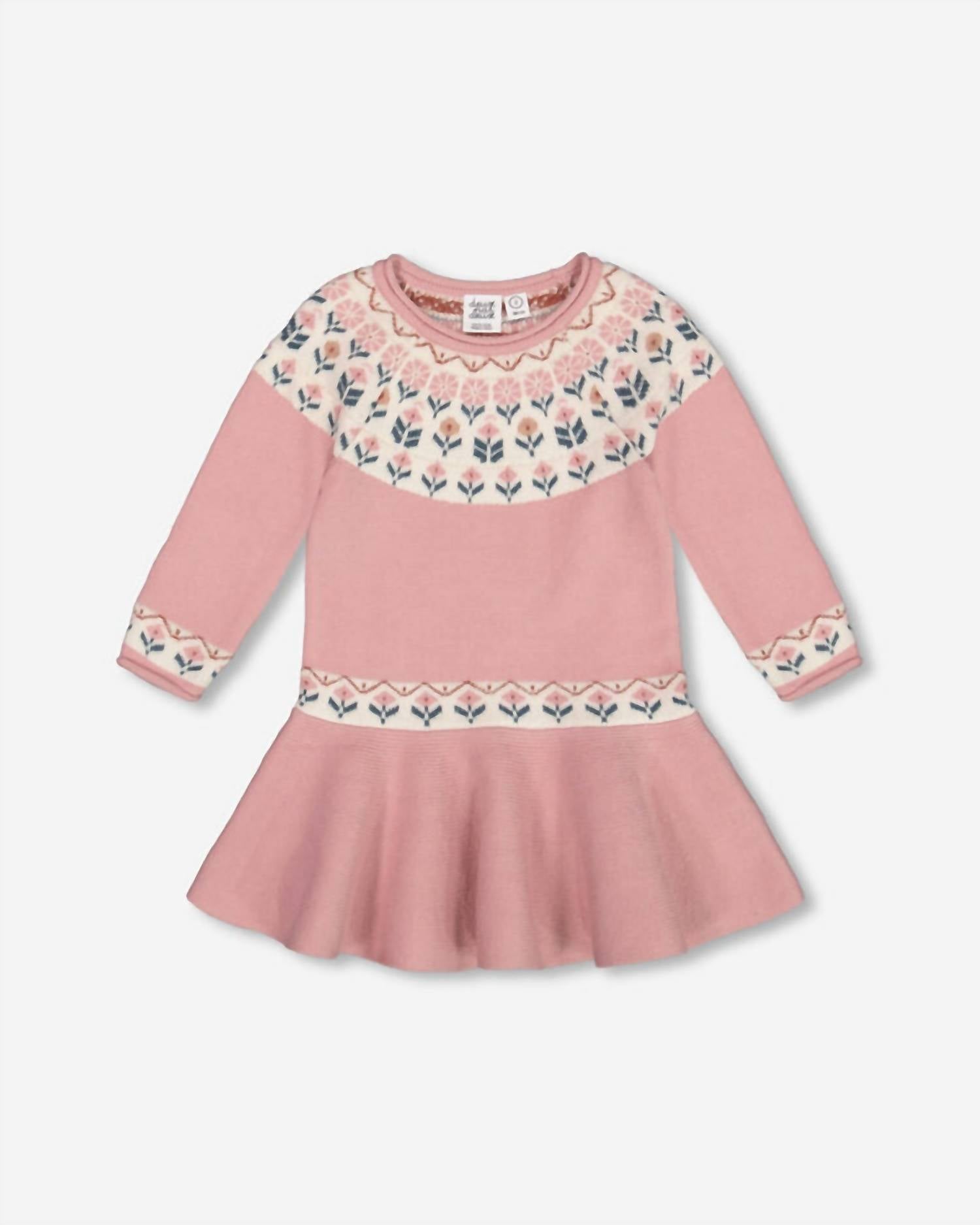 Deux Par Deux - Girl's Knit Dress With Flowers