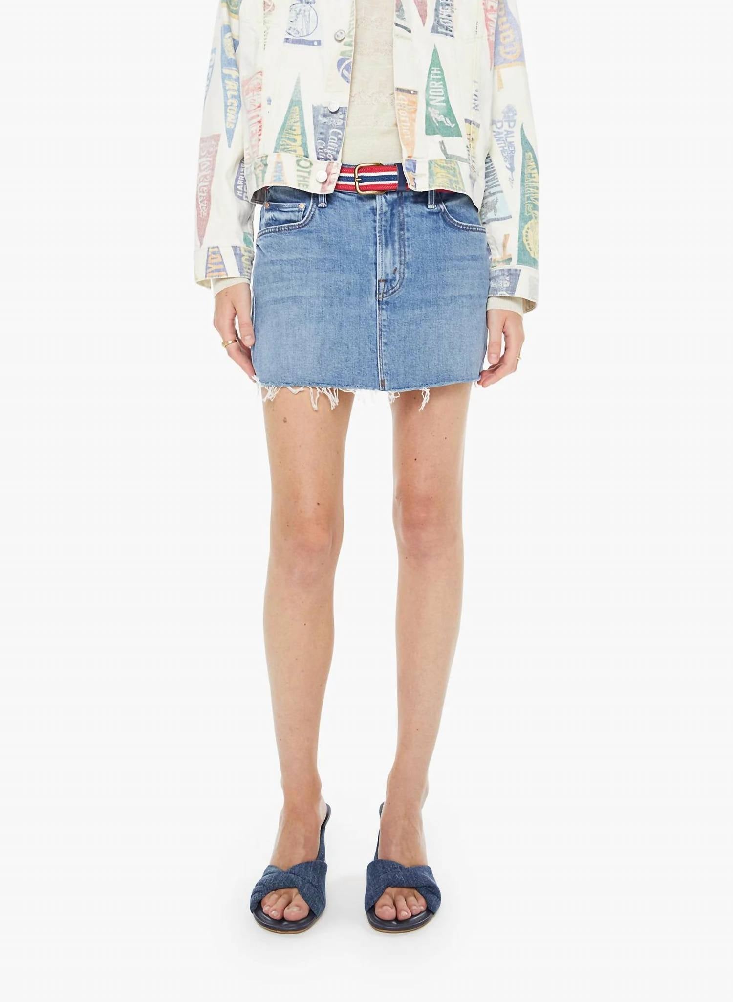 Mother - The Ditcher Mini Fray Jean Skirt