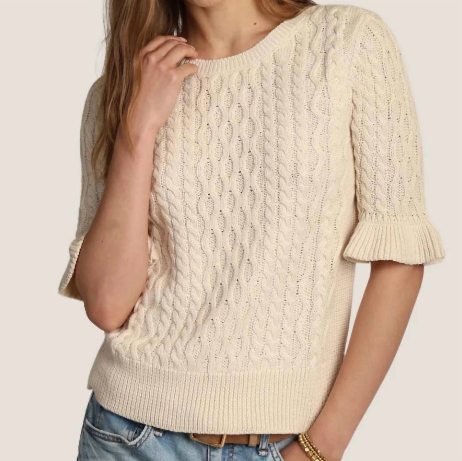 Dylan - Ruffle Sleeve Crew Top