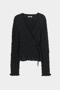 Cordera Merino Wool Gathered Cardigan in anthracite - women's cardigan - view 4