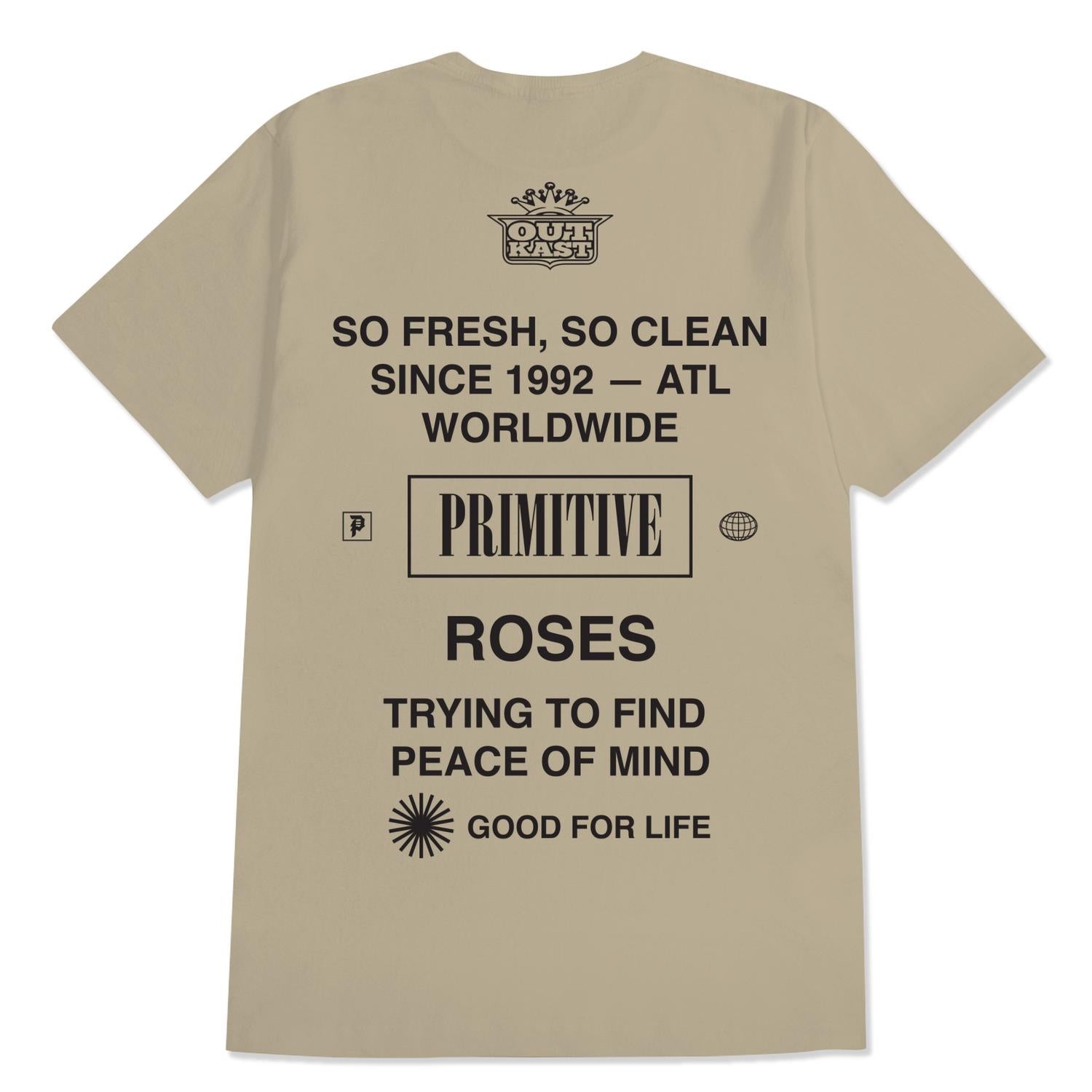 Primitive Unisex - Outkast Stripes T-shirt in sand - men's t-shirt - detail view