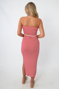 Hyfve - Showstopper Stripe Strapless Knit Midi Dress