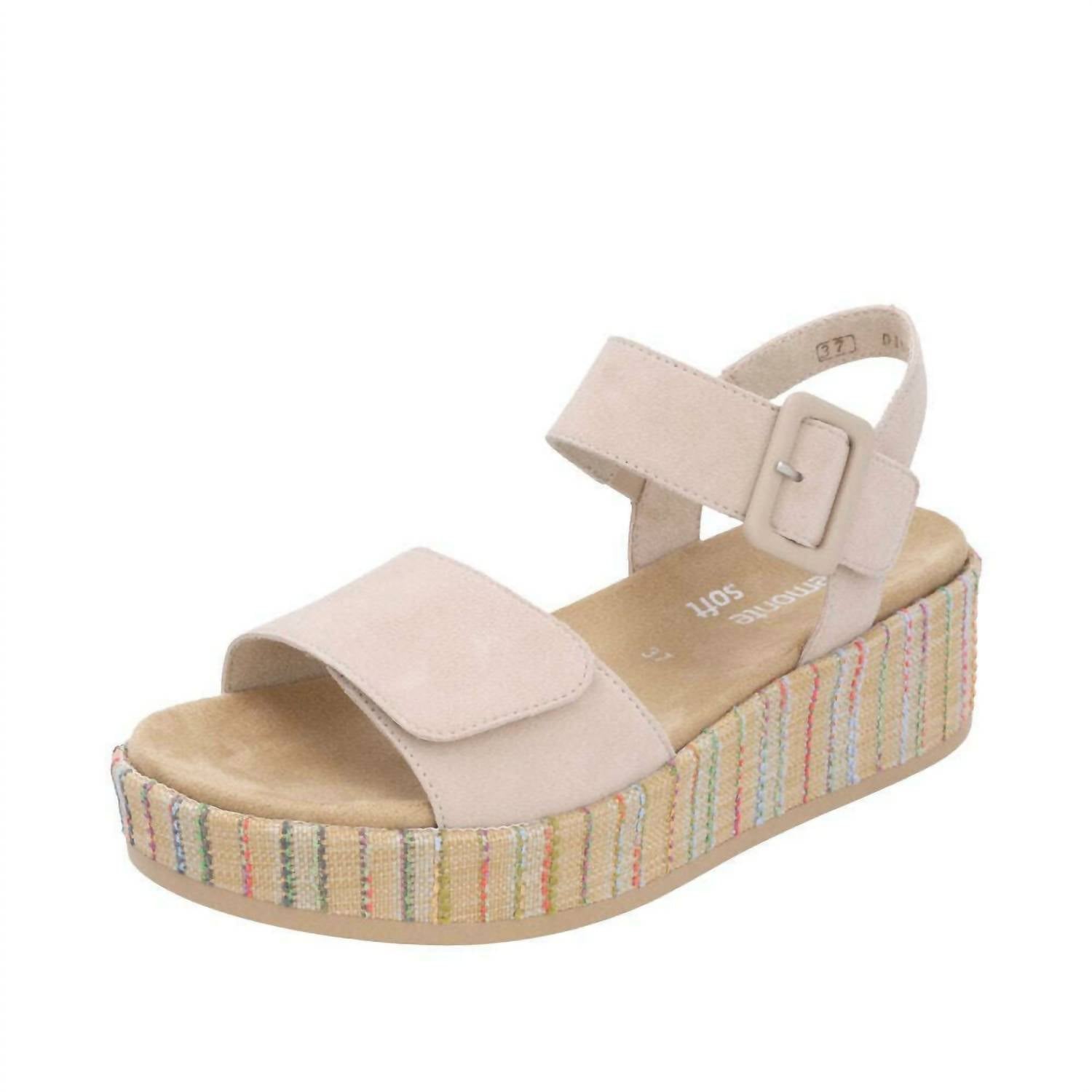 Remonte Women's Platform Sandal in beige multi - women's sandal