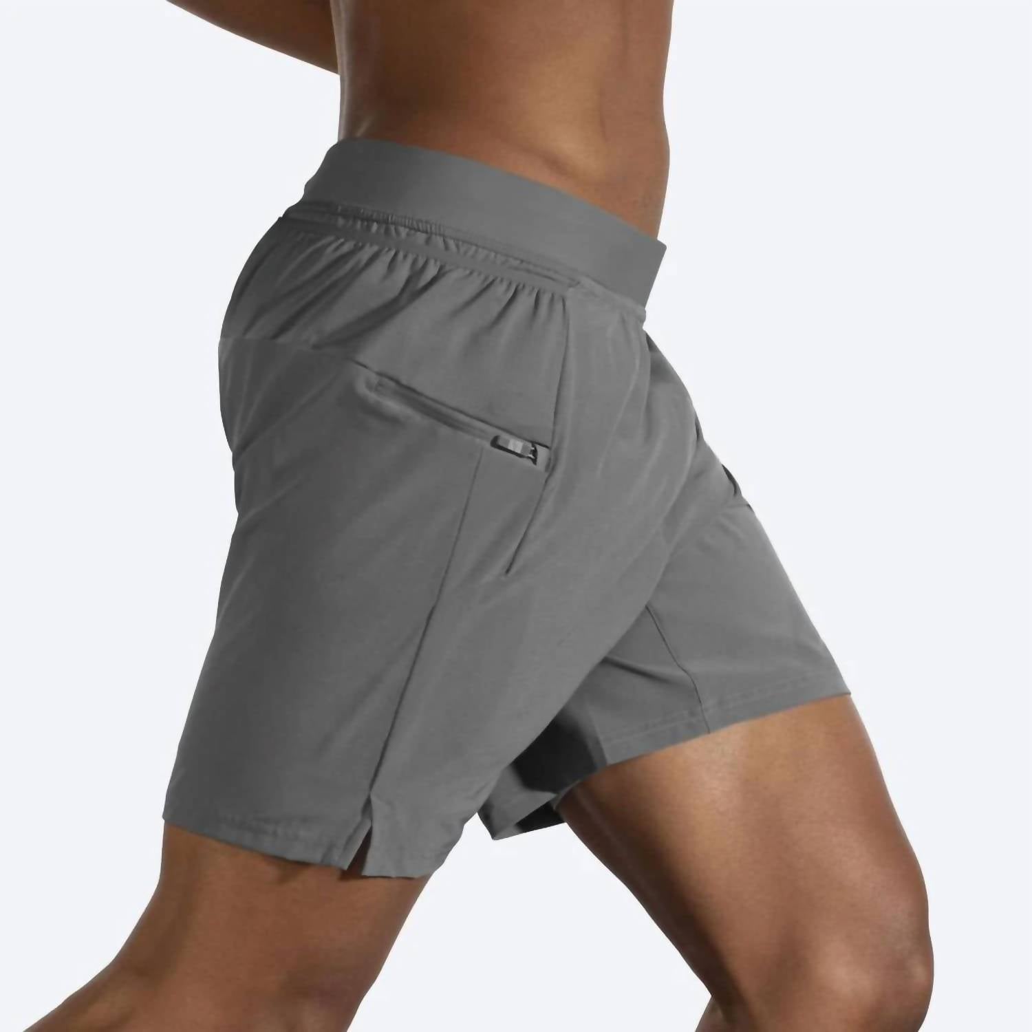 BROOKS Men's Sherpa 7" Athletic Shorts in steel - men's shorts - alternate view