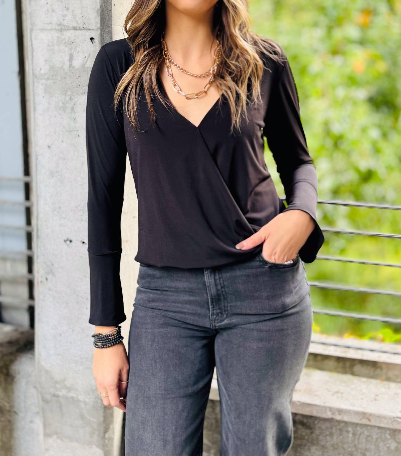 Veronica M - Kasos Surplice Bell Sleeve Top