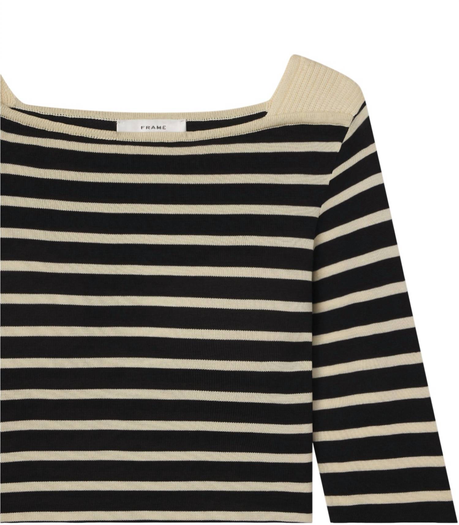 Frame - Women's Boat Neck Striped Long Sleeve Sweater