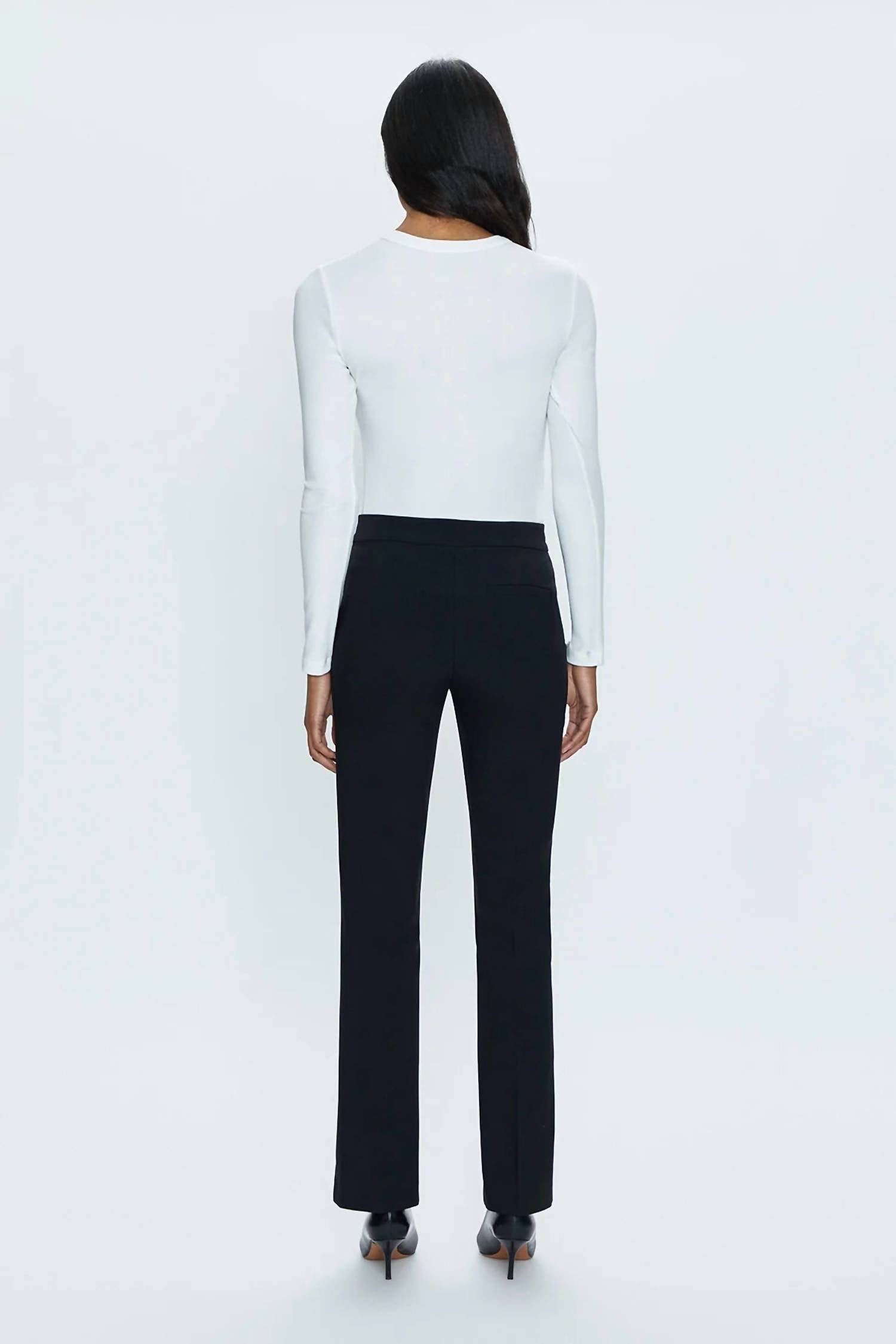 PISTOLA Diana Mid-rise Front Slit Trouser in black - women's jeans - detail view