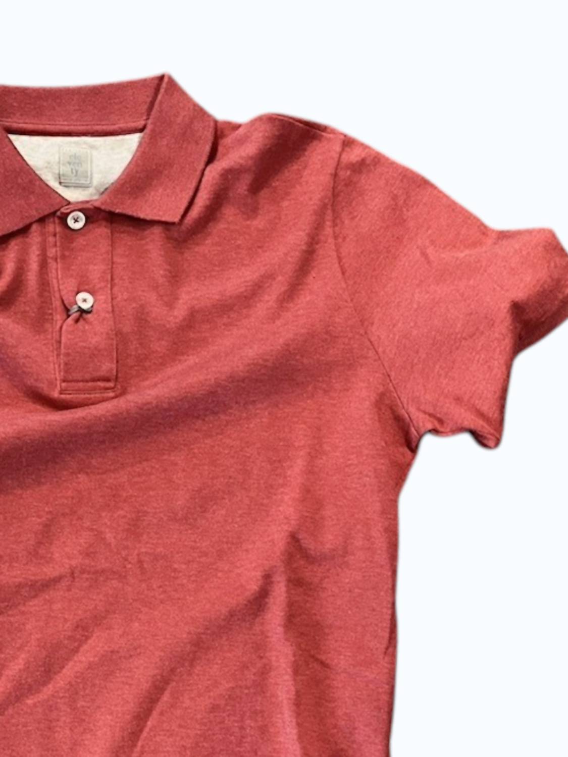 eleventy Men's Knit Polo in salmon - men's shirt - detail view