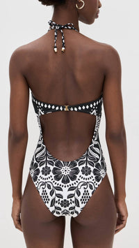 Farm Rio - Flowers Leopards Halterneck Swimsuit