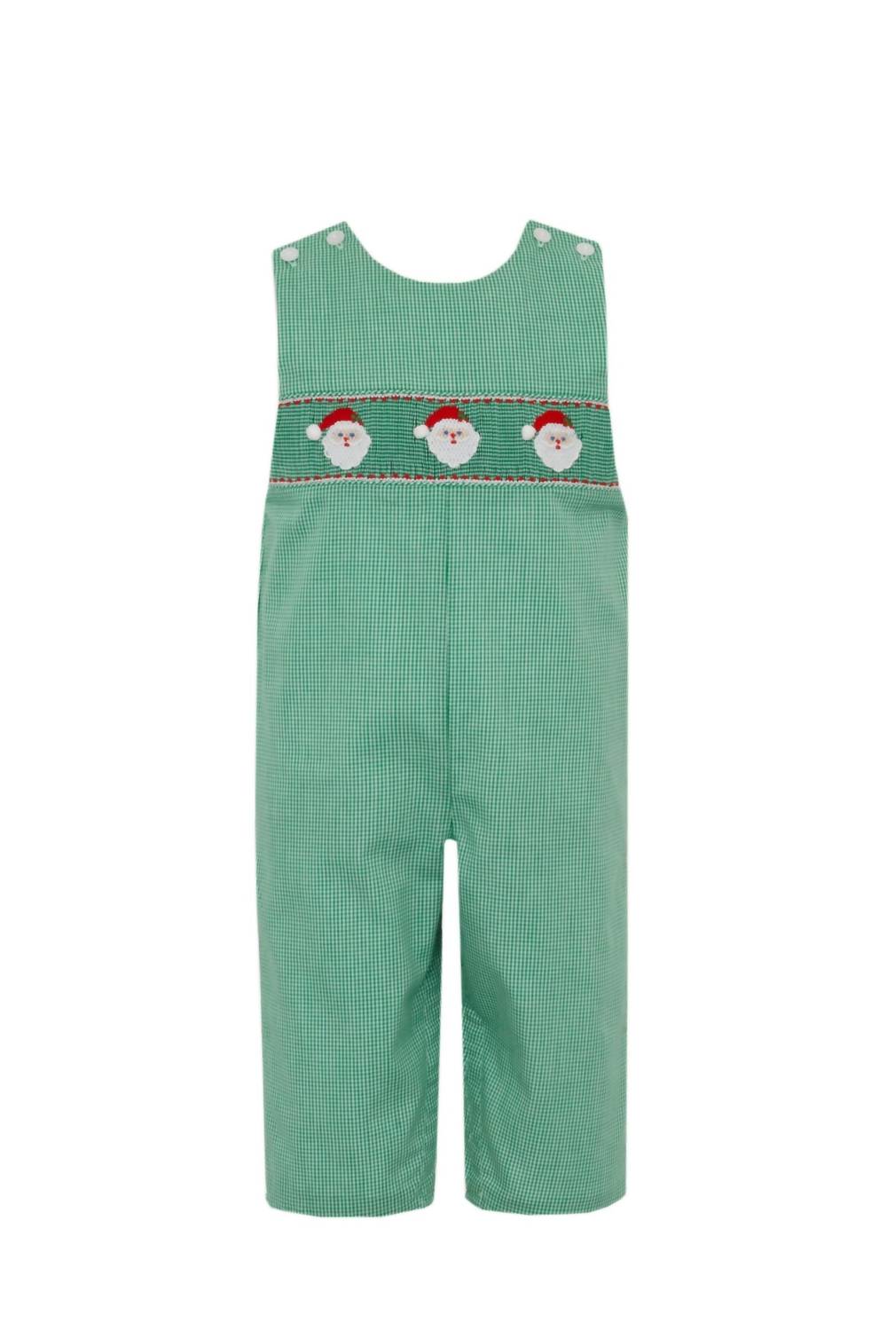 Petit Bebe - Boy's Santa Smocked Gingham Long Jon Jon