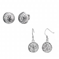 Gold & Honey - Women's Set Of Mesh Drop And Diamond Cut Stud Earrings