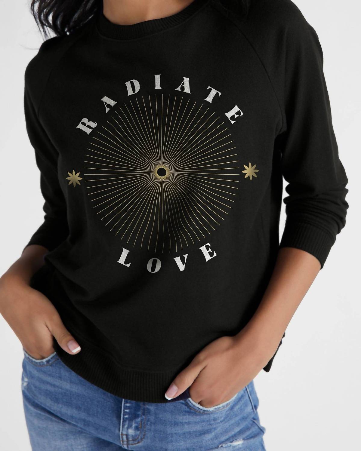 Seventy Eight And Sunny - Radiate Love Hacci Graphic Crew Sweatshirt
