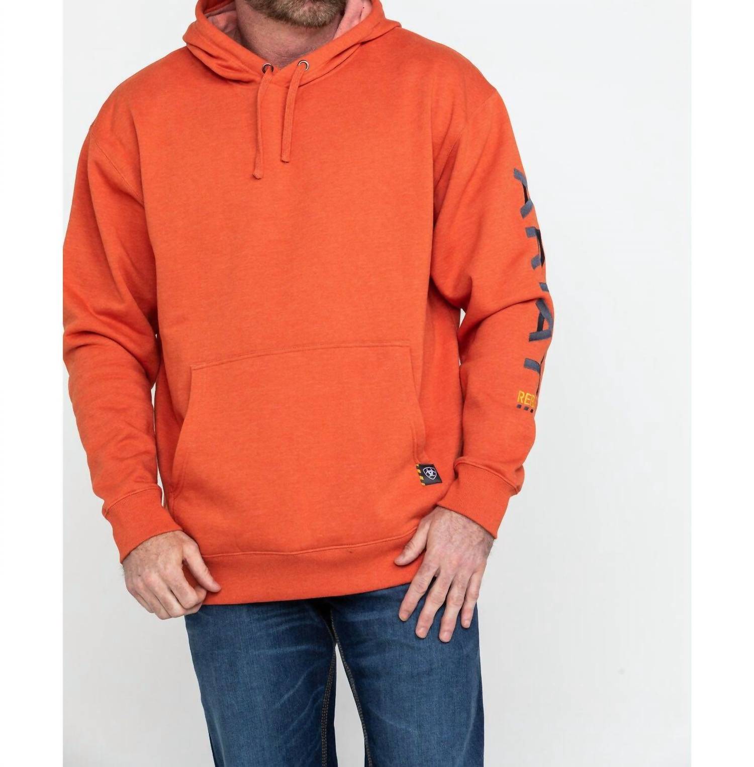 ARIAT Volcanic Rebar Graphic Work Hoodie in heather orange - men's shirt