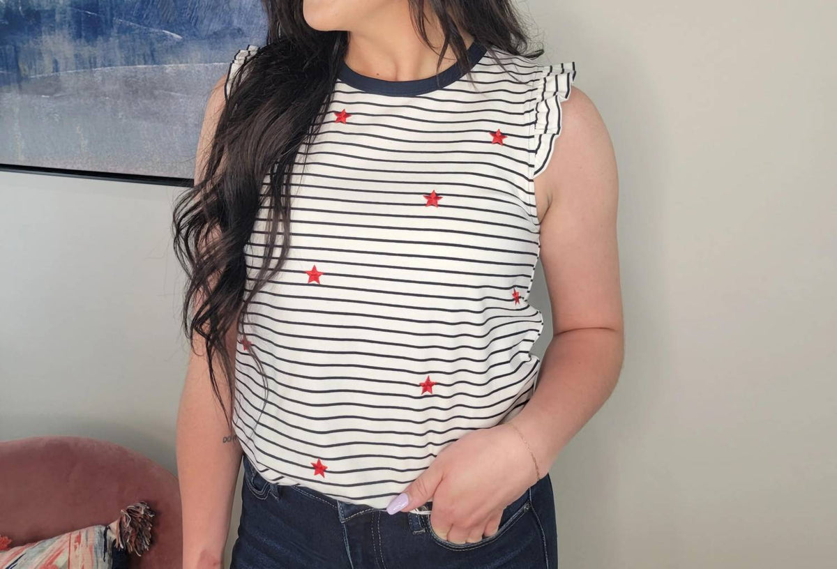 Doe And Rae - Katya Star Embroidered Top