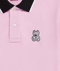 Psycho Bunny Fashion Polo Top in pink - men's t-shirt - detail view