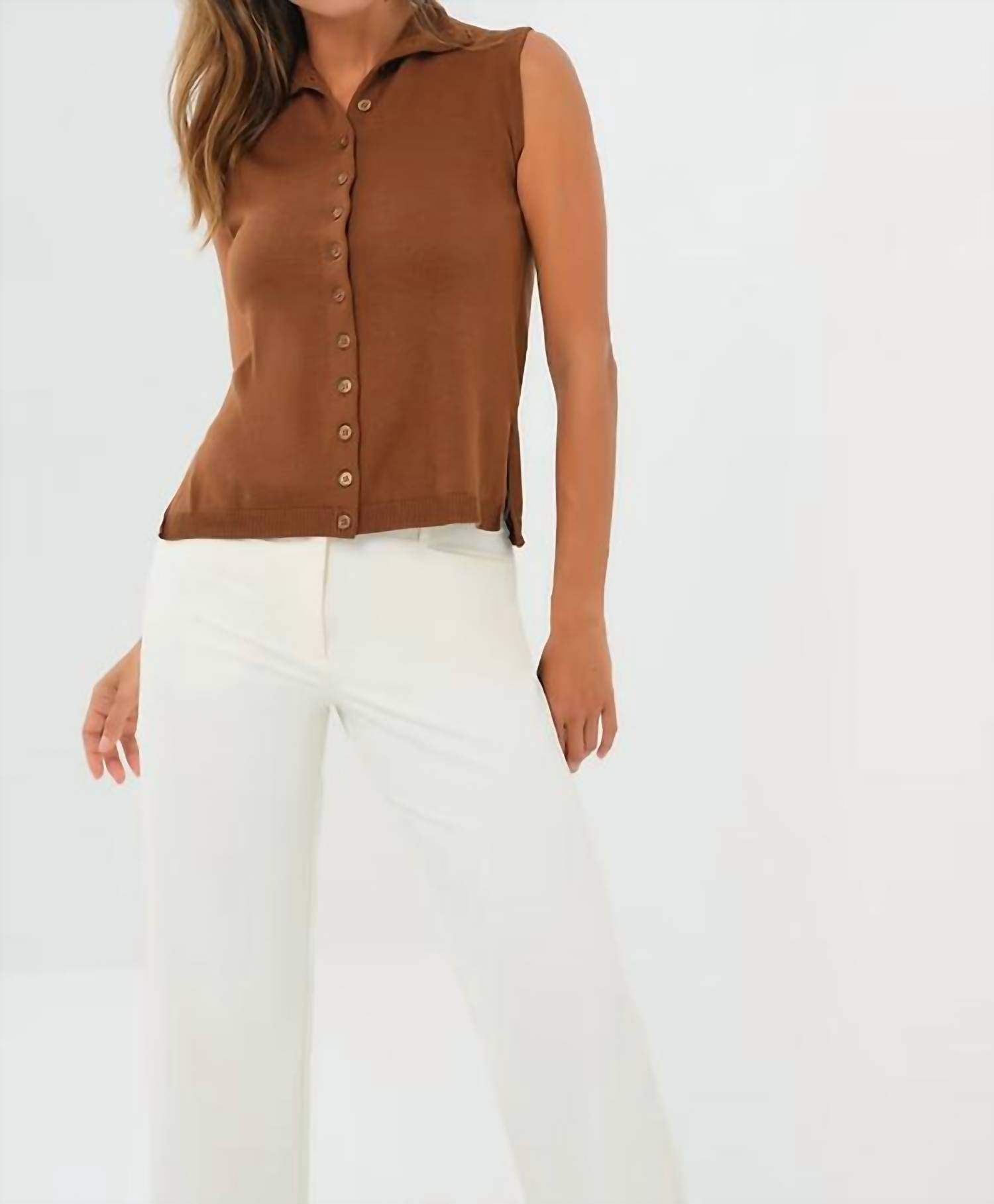 Anatomie - Viola Sweater Knit Sleeveless Button Down Top