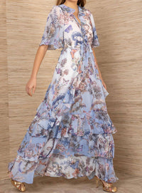 Hale Bob - Short Sleeve V Neck Maxi Dress