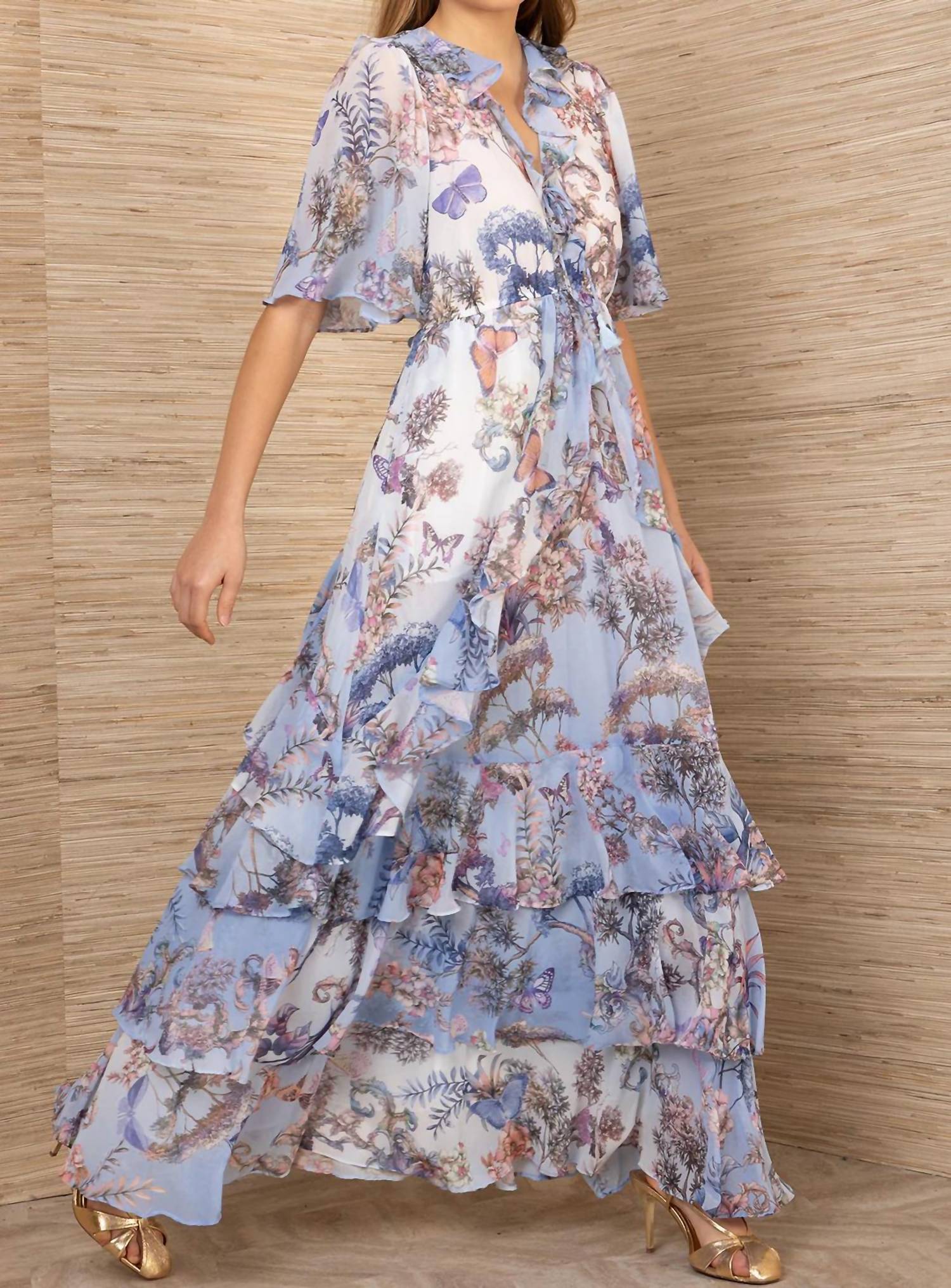 Hale Bob - Short Sleeve V Neck Maxi Dress