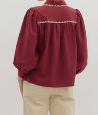Entro - Long Sleeve Collared Top