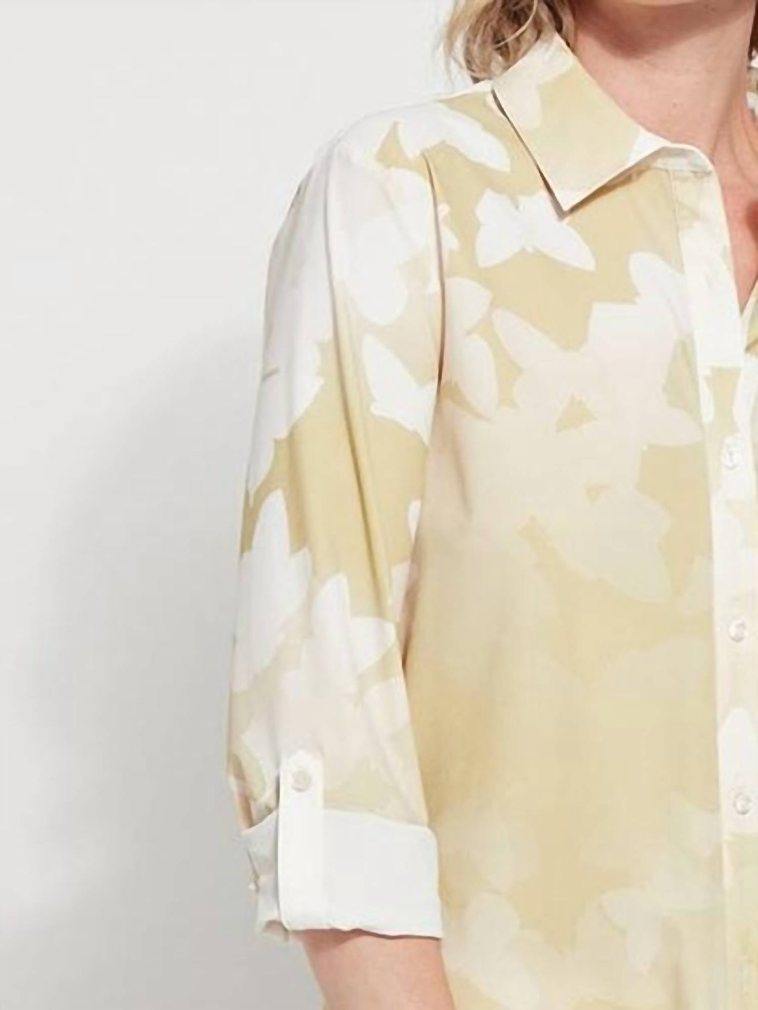 Lysse Connie Button Down Shirt in floating shadows - women's shirt - detail view
