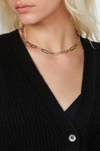 SILVER LARGE ELONGATED LINK CHAIN NECKLACE