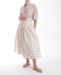 Karina Grimaldi Spencer Striped Midi Skirt in multi stripe - women's skirt - detail view
