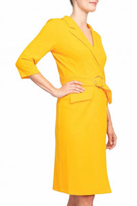 Sharagano - Notched Collar Crepe Dress