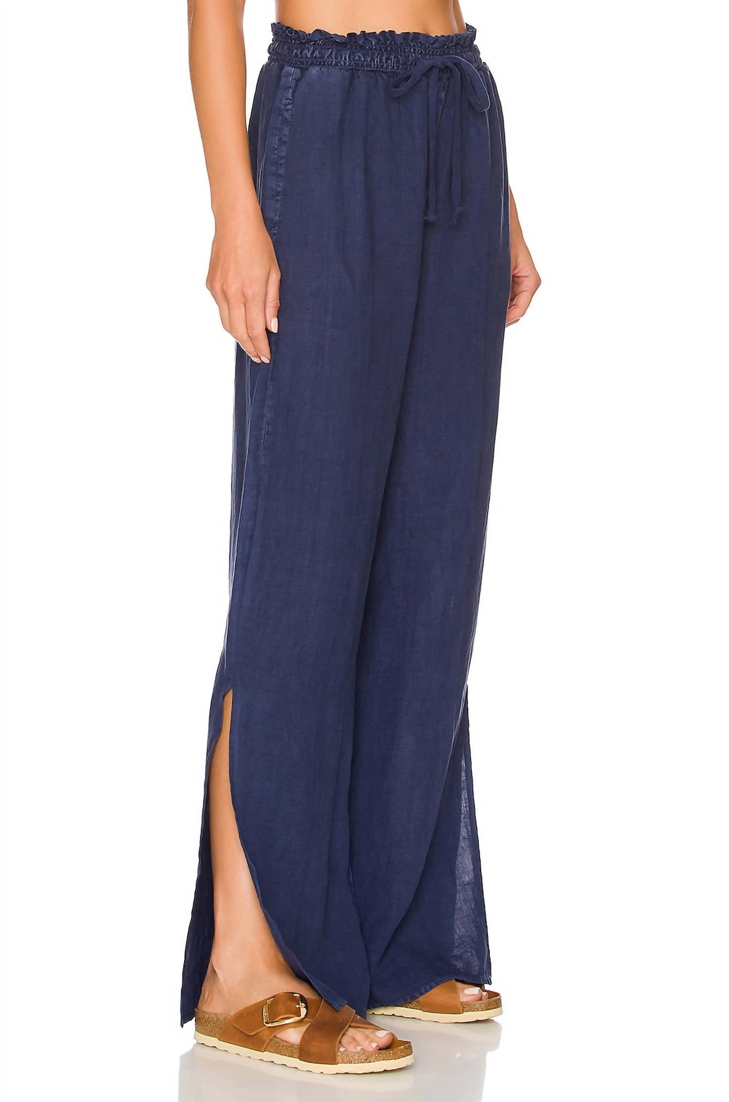 Bella Dahl - Smocked Waist Side Slit Wide Leg Pant