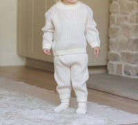 Quincy Mae Girl's Relaxed Knit Sweater in lilac - kids' sweater - alternate view