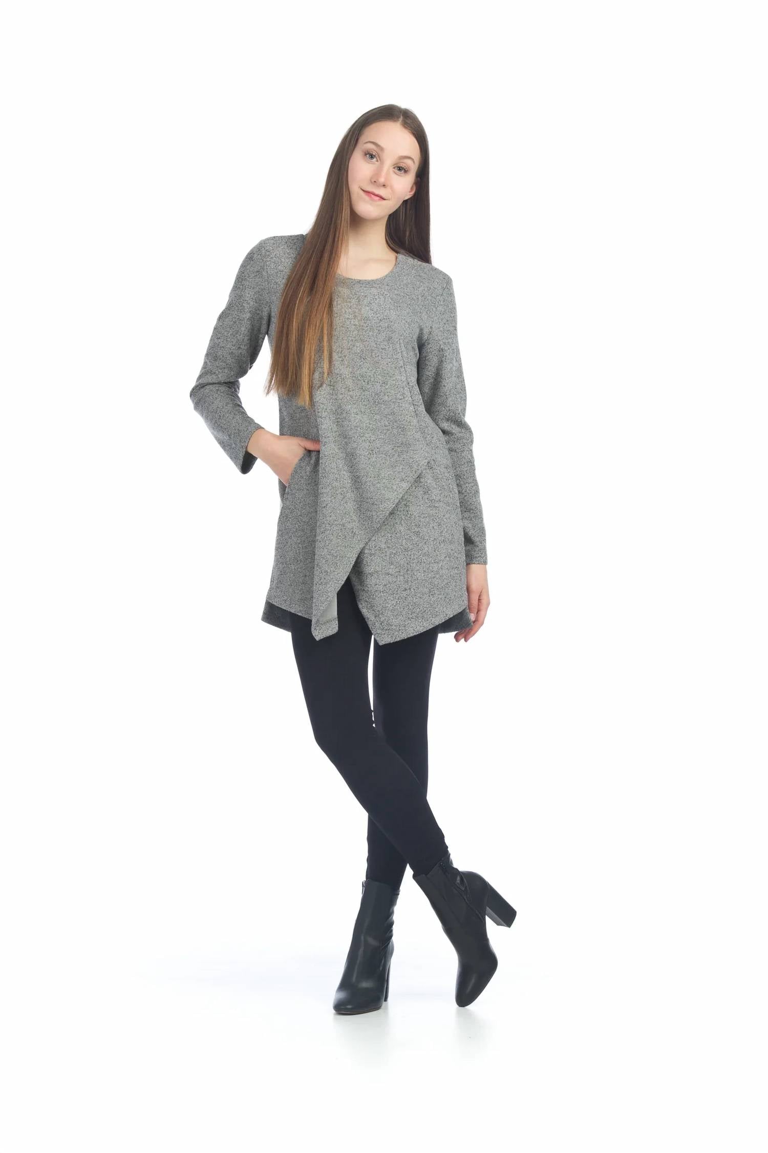 Papillon - Panelled Flap Over Sweater Dress With Pockets