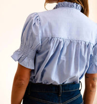 MILLE Marnie Short Sleeve Shirt in sky blue - women's shirt - detail view